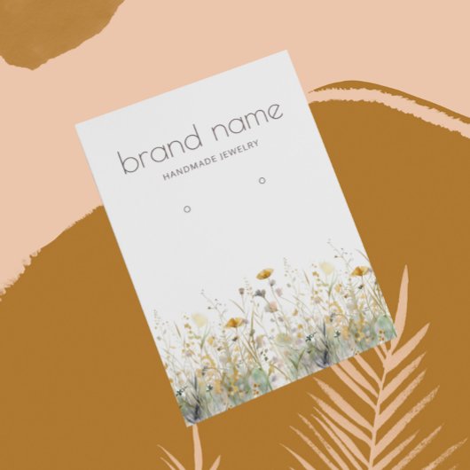 Earthy Watercolor Wildflowers Earring Display Card Visitekaartje