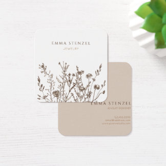Earthy Wild Flowers Floral Square Visitekaartje