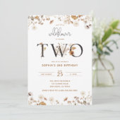 Earthy Wildflower 2e verjaardag Uitnodiging (Staand voorkant)