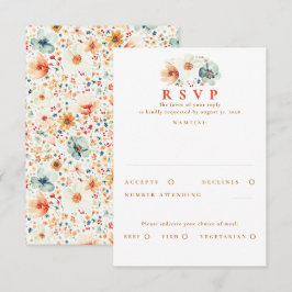 Earthy Wildflower Wedding RSVP Card Kaartje