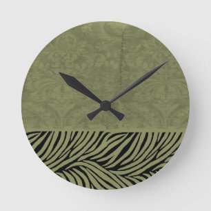 Earthy Zebra Print Ronde Klok