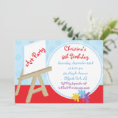 Easel Painting Art Party Birthday Invitting Kaart (Staand voorkant)