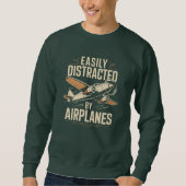 Easily Distracted by Airplanes Funny Aviation Trui (Voorkant)