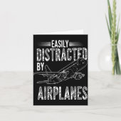 Easily Distracted By Airplanes Funny Plane Lovers  Kaart (Voorkant)