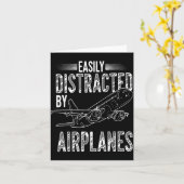 Easily Distracted By Airplanes Funny Plane Lovers Kaart (Gele Bloem)