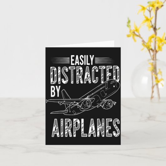 Easily Distracted By Airplanes Funny Plane Lovers  Kaart (Gele Bloem)
