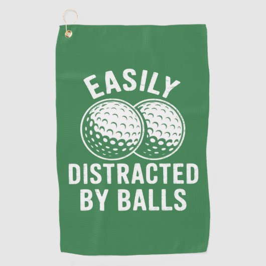 Easily Distracted by Balls Funny Golf Ball Golfer Golfhanddoek (Voorkant)