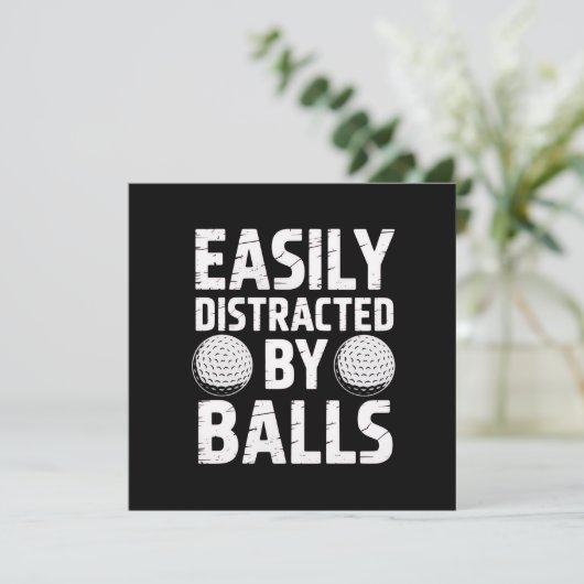Easily Distracted by Balls Funny Golf Lover  Kaart (Staand voorkant)