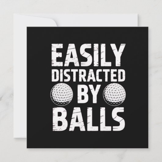 Easily Distracted by Balls Funny Golf Lover  Kaart (Voorkant)