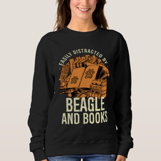 Easily Distracted By Beagle And Books English Beag Trui (Voorkant)