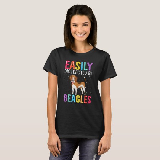 Easily Distracted By Beagles Dog  Beagles Dog T-shirt (Voorkant volledig)