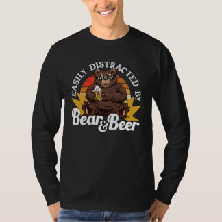 Easily Distracted by Bear and Beer Wild Animal Ret T-shirt