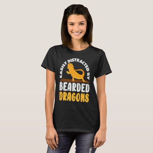 Easily Distracted by Bearded Dragon Lizard Reptile T-shirt (Voorkant volledig)