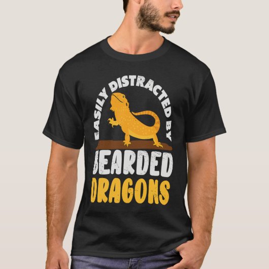 Easily Distracted by Bearded Dragon Lizard Reptile T-shirt (Voorkant)
