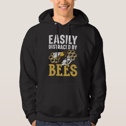 Easily Distracted By Bees Beekeeper Apiarist Honey Hoodie (Voorkant)
