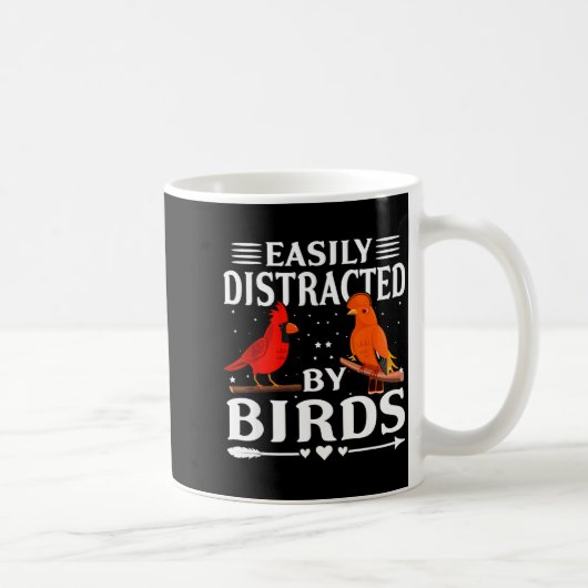 Easily Distracted By Birds Cute Funny Quote Bird L Koffiemok (Rechts)