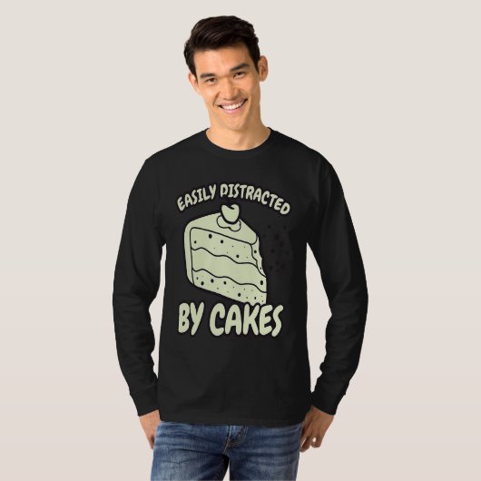 Easily Distracted By Cakes Baker Baking Cake T-shirt (Voorkant volledig)