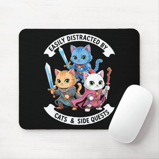 Easily Distracted By Cats & Side Quests Funny Muismat (Met muis)