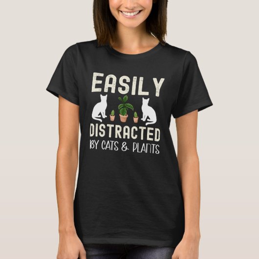 Easily distracted by Cats and plants  kitten T-shirt (Voorkant)