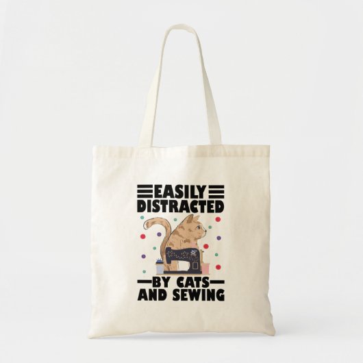 Easily Distracted By Cats And Sewing cat lover Tote Bag (Voorkant)