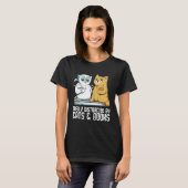 Easily distracted by cats books t-shirt (Voorkant volledig)