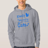 Easily Distracted by Cats Funny Typography Hoodie (Voorkant)