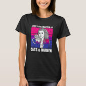 Easily Distracted By Cats Women For Lesbian Bisexu T-shirt (Voorkant)