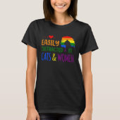 Easily Distracted By Cats Women LGBTQ Lesbian Prid T-shirt (Voorkant)