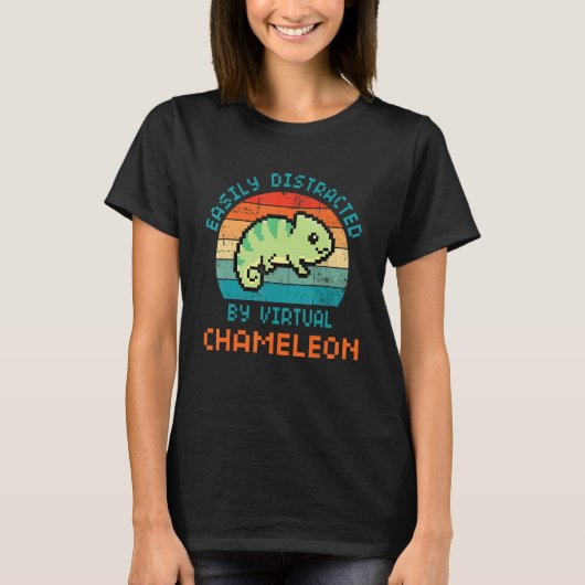 Easily Distracted By Chameleon Funny Virtual pets  T-shirt (Voorkant)