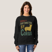 Easily Distracted By Corgis Retro  Corgi Dog Pet Trui (Voorkant volledig)