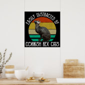 Easily Distracted By Cornish Rex Cats Poster (Keuken)