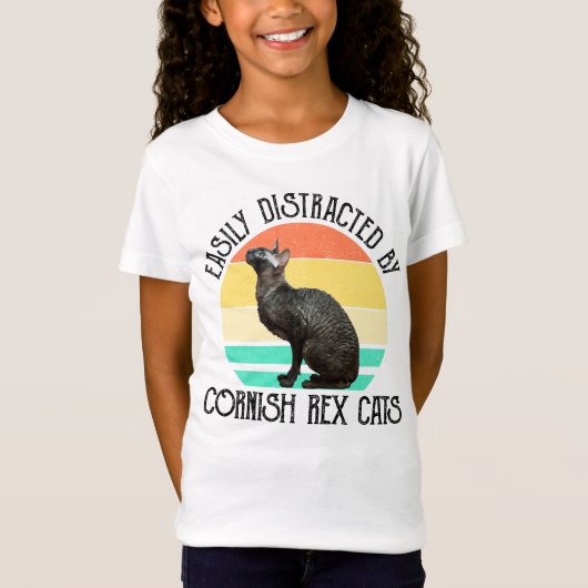 Easily Distracted By Cornish Rex Cats T-shirt (Voorkant)