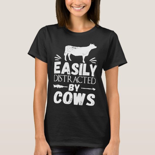 Easily Distracted By Cows Cow T-shirt (Voorkant)