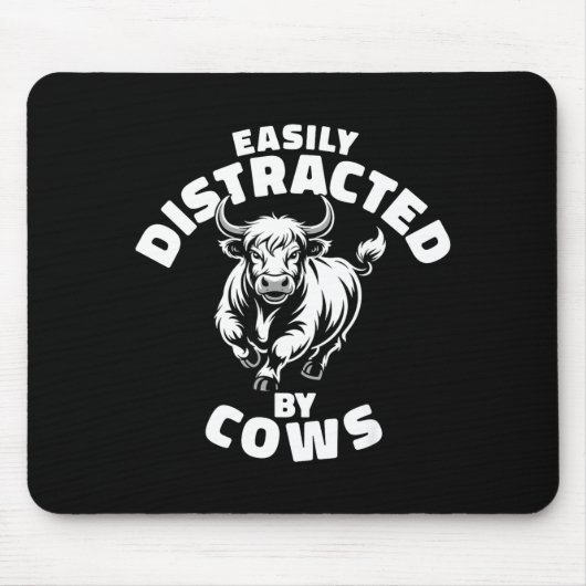 Easily Distracted By Cows Western Highland Cow  Muismat (Voorkant)