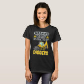 Easily Distracted By Diggers Backhoe Loader T-shirt (Voorkant volledig)