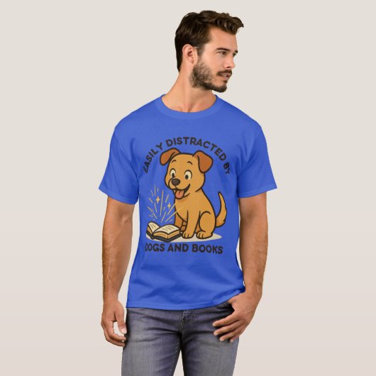 Easily Distracted By Dogs And Book boy T-shirt (Voorkant volledig)