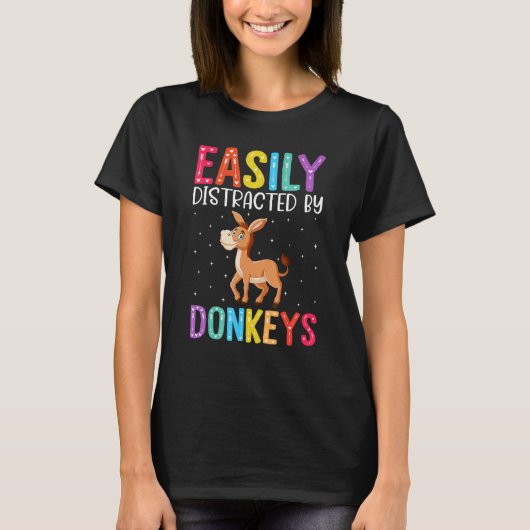 Easily Distracted By Donkeys  Donkey T-shirt (Voorkant)