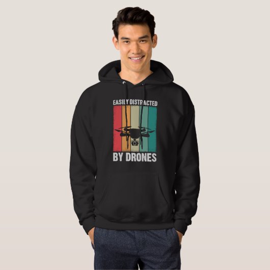 Easily Distracted by Drones  Drone Pilot Enthusias Hoodie (Voorkant volledig)