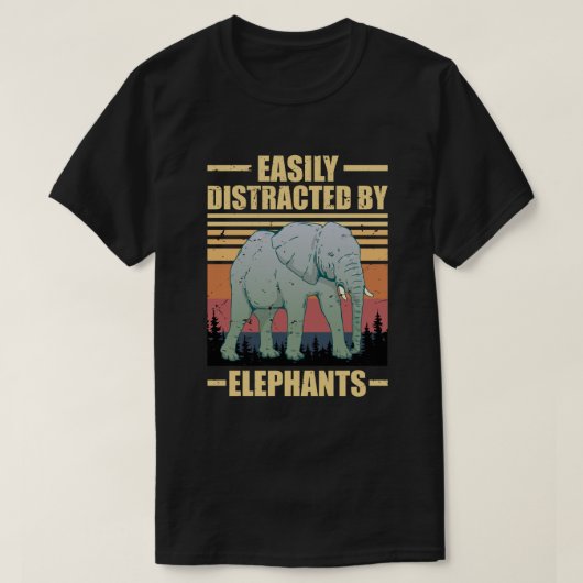 easily distracted by elephants t-shirt (Design voorkant)