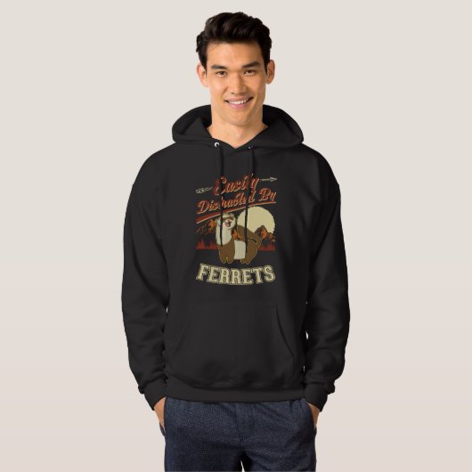 Easily distracted by Ferrets  1 Hoodie (Voorkant volledig)