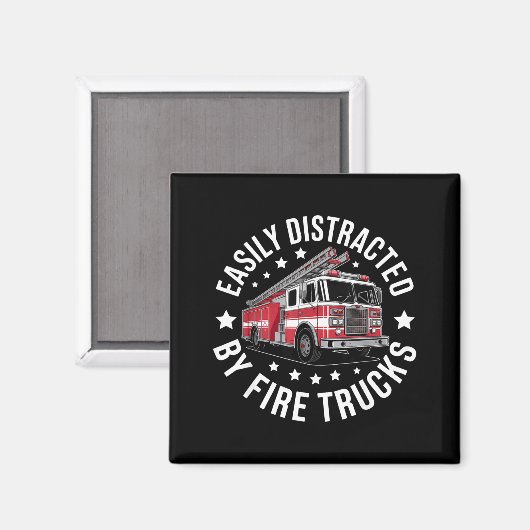 Easily Distracted By Fire Trucks Design  Magneet (Voorkant / Achterkant)