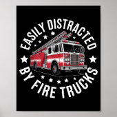 Easily Distracted By Fire Trucks Design Poster (Voorkant)