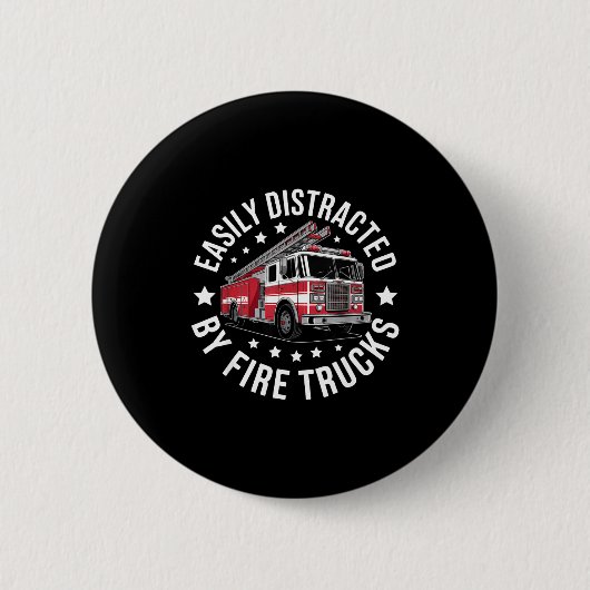 Easily Distracted By Fire Trucks Design  Ronde Button 5,7 Cm (Voorkant)
