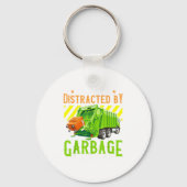 Easily Distracted By Garbage Trucks Funny Truck Lo Sleutelhanger (Voorkant)