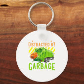 Easily Distracted By Garbage Trucks Funny Truck Lo Sleutelhanger (Voorkant)