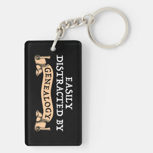 Easily Distracted By Genealogy Sleutelhanger (achterkant)