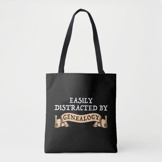 Easily Distracted By Genealogy Tote Bag (Voorkant)