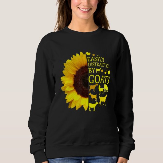 Easily Distracted By Goats Sunflower For Goats Trui (Voorkant)