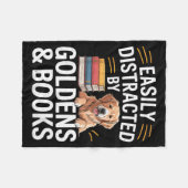 Easily Distracted By Goldens &amp; Books - Golden  Fleece Deken (Voorkant (Horizontaal))