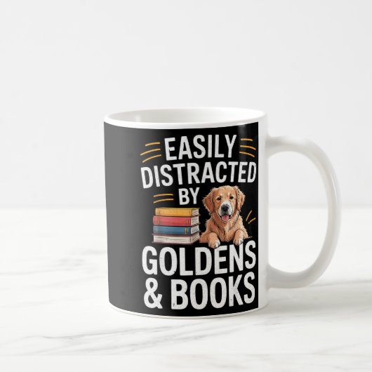 Easily Distracted By Goldens &amp; Books - Golden  Koffiemok (Rechts)